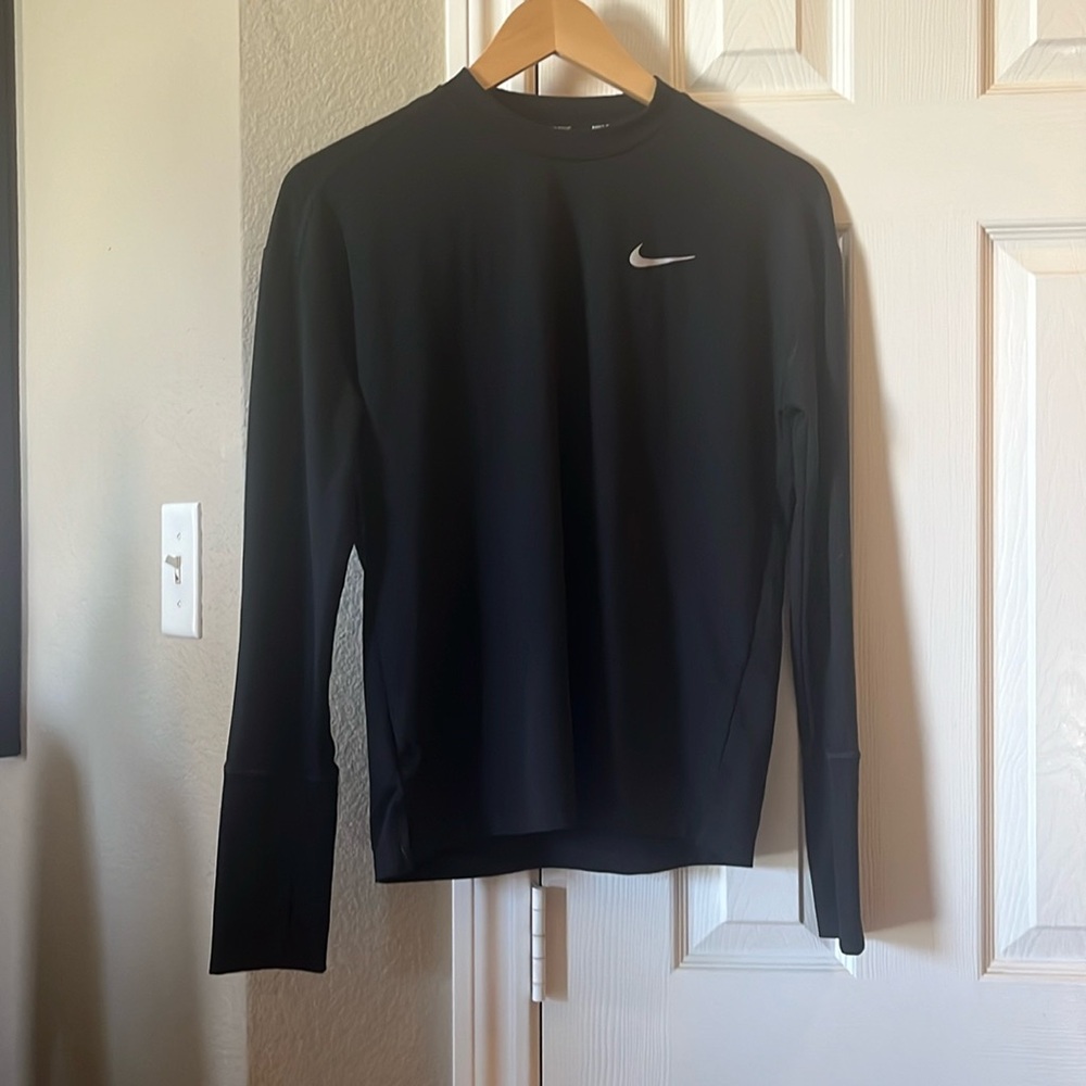 Nike Dri-Fit Black Running Shirt Size Small With Hand Warmers